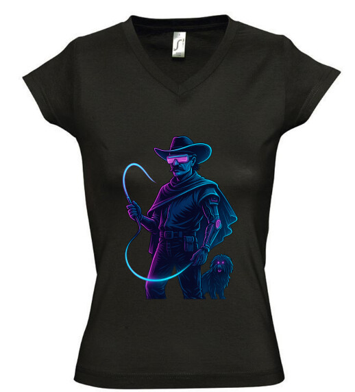 Női V nyakú póló