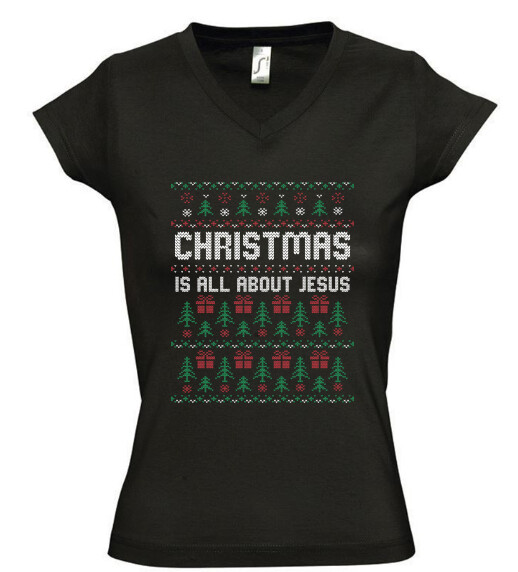 Női V nyakú póló