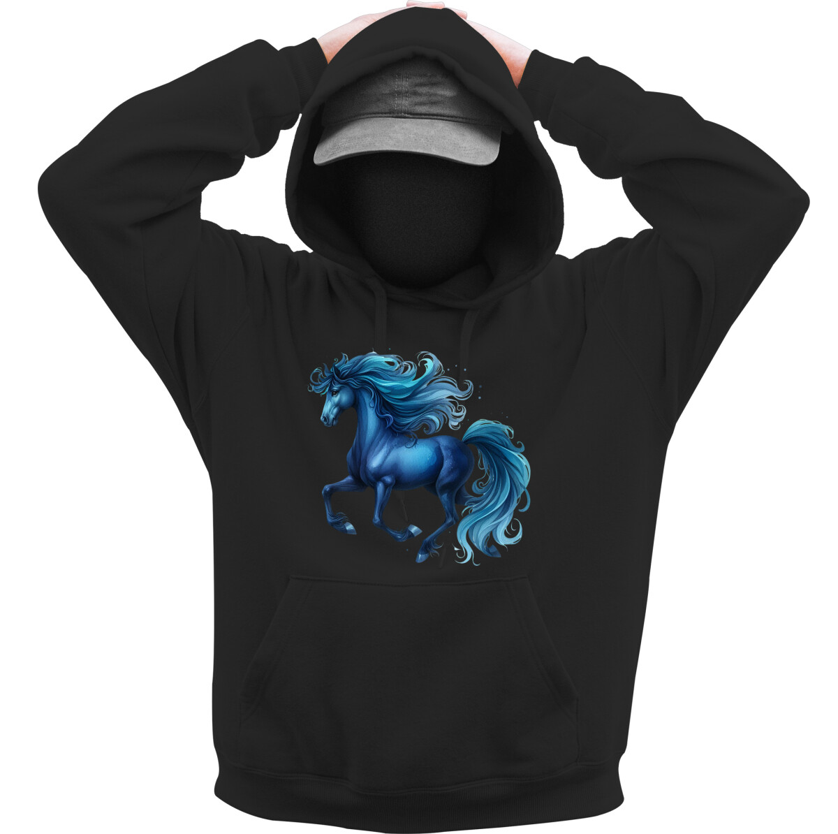 Kapucnis belebújós pulóver