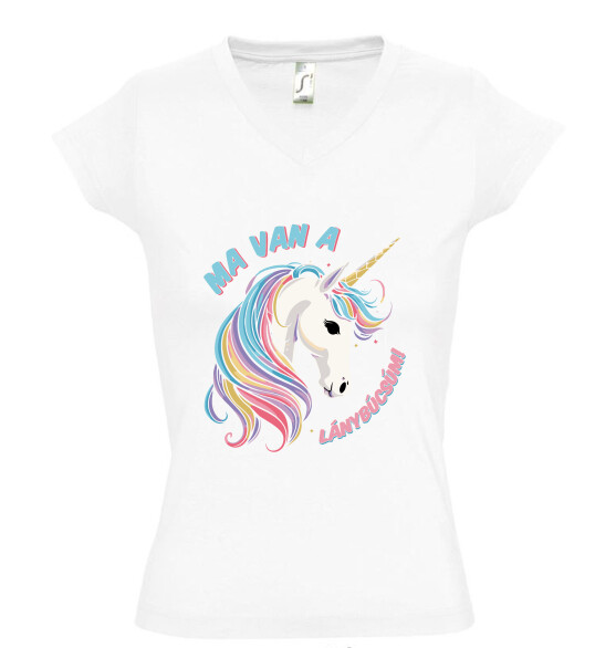 Női V nyakú póló