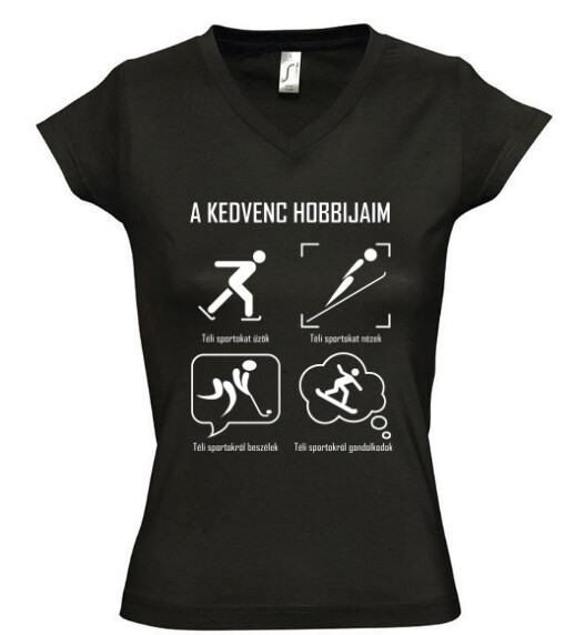 Női V nyakú póló