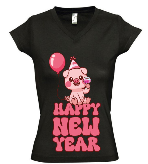 Női V nyakú póló