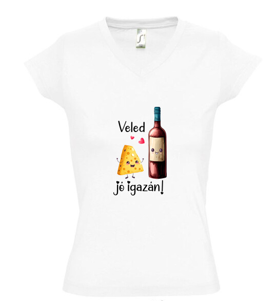 Női V nyakú póló