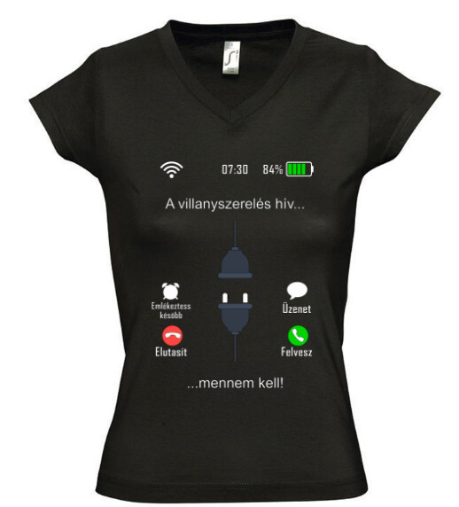 Női V nyakú póló