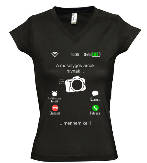 Női V nyakú póló
