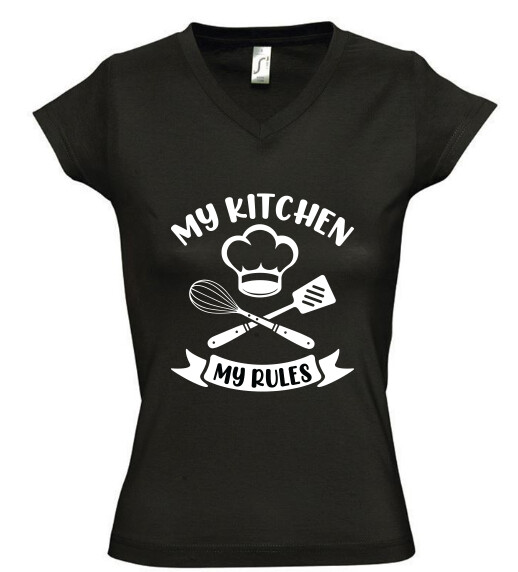 Női V nyakú póló