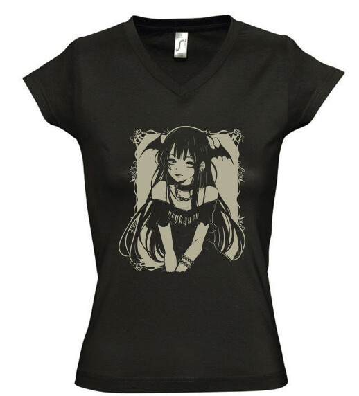 Női V nyakú póló