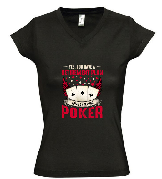 Női V nyakú póló