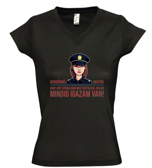 Női V nyakú póló