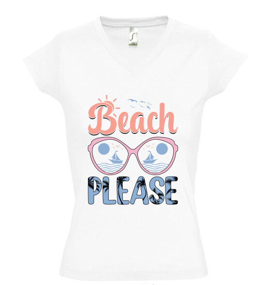 Női V nyakú póló