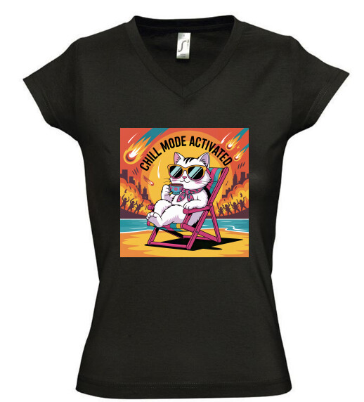 Női V nyakú póló