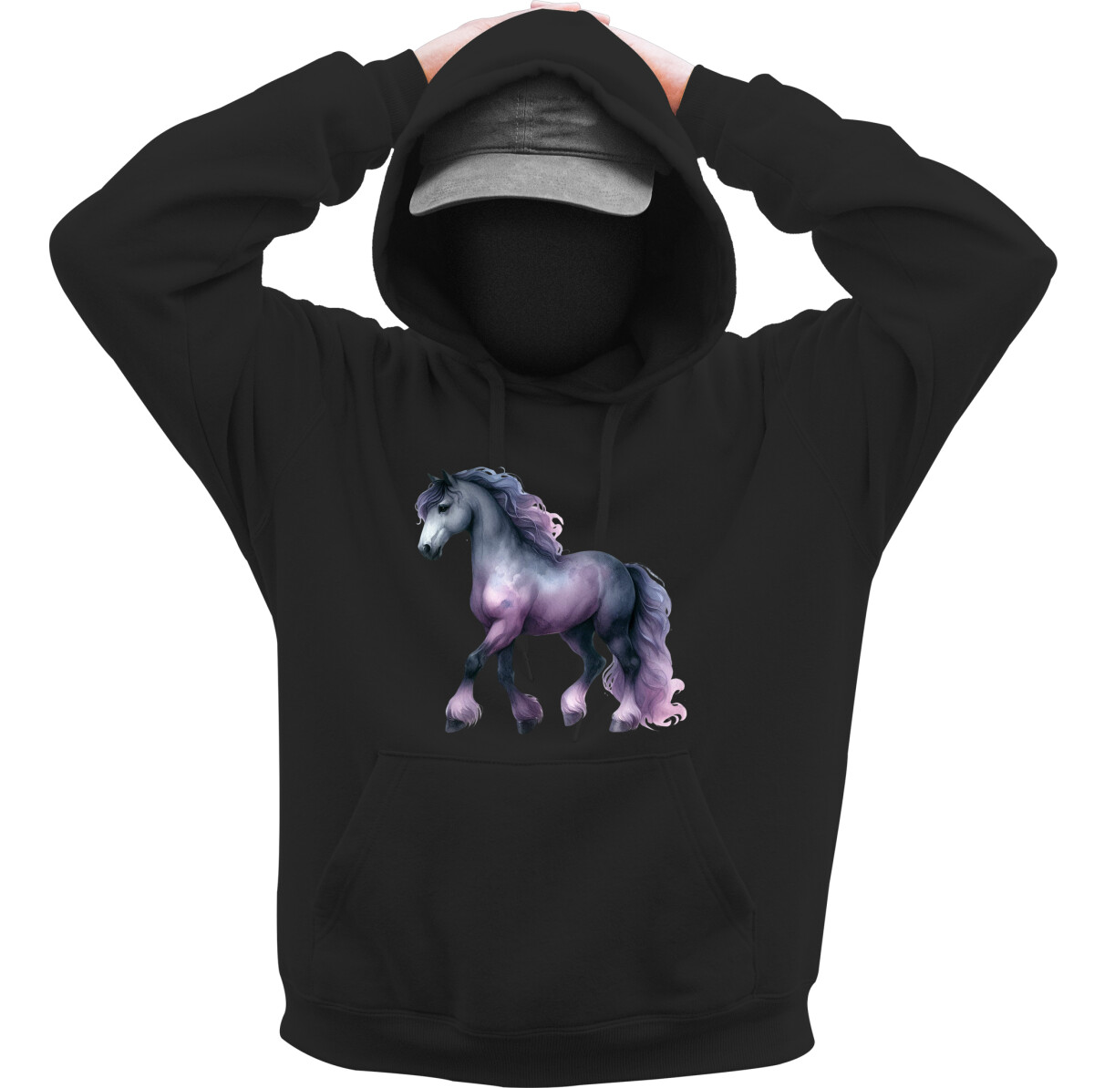 Kapucnis belebújós pulóver