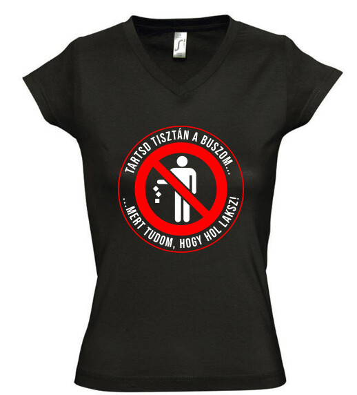 Női V nyakú póló