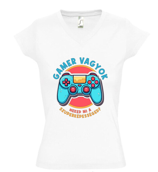 Női V nyakú póló