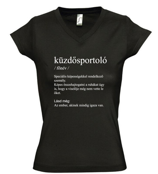 Női V nyakú póló