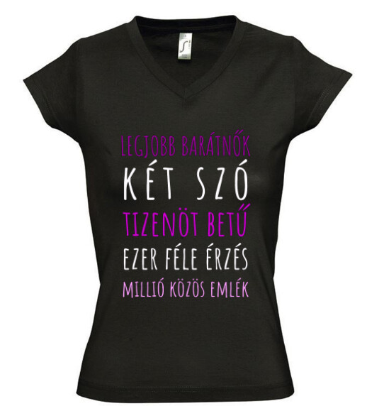 Női V nyakú póló