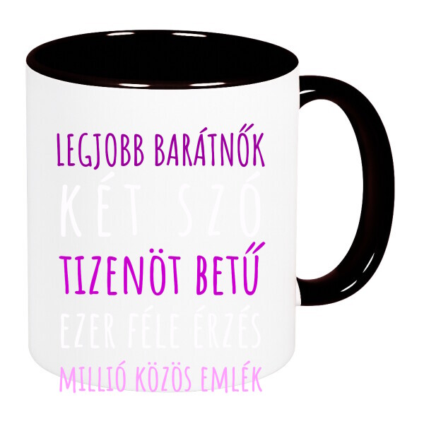 Színes fülű és belsejű bögre