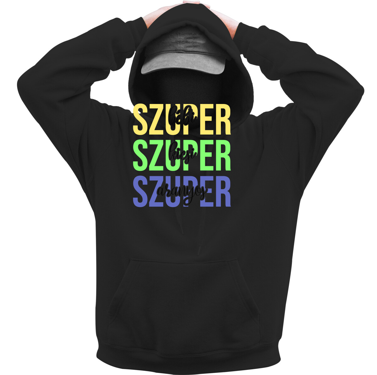 Kapucnis belebújós pulóver