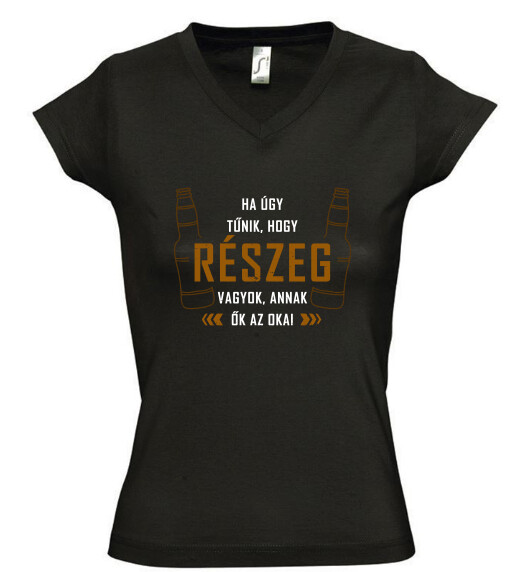 Női V nyakú póló