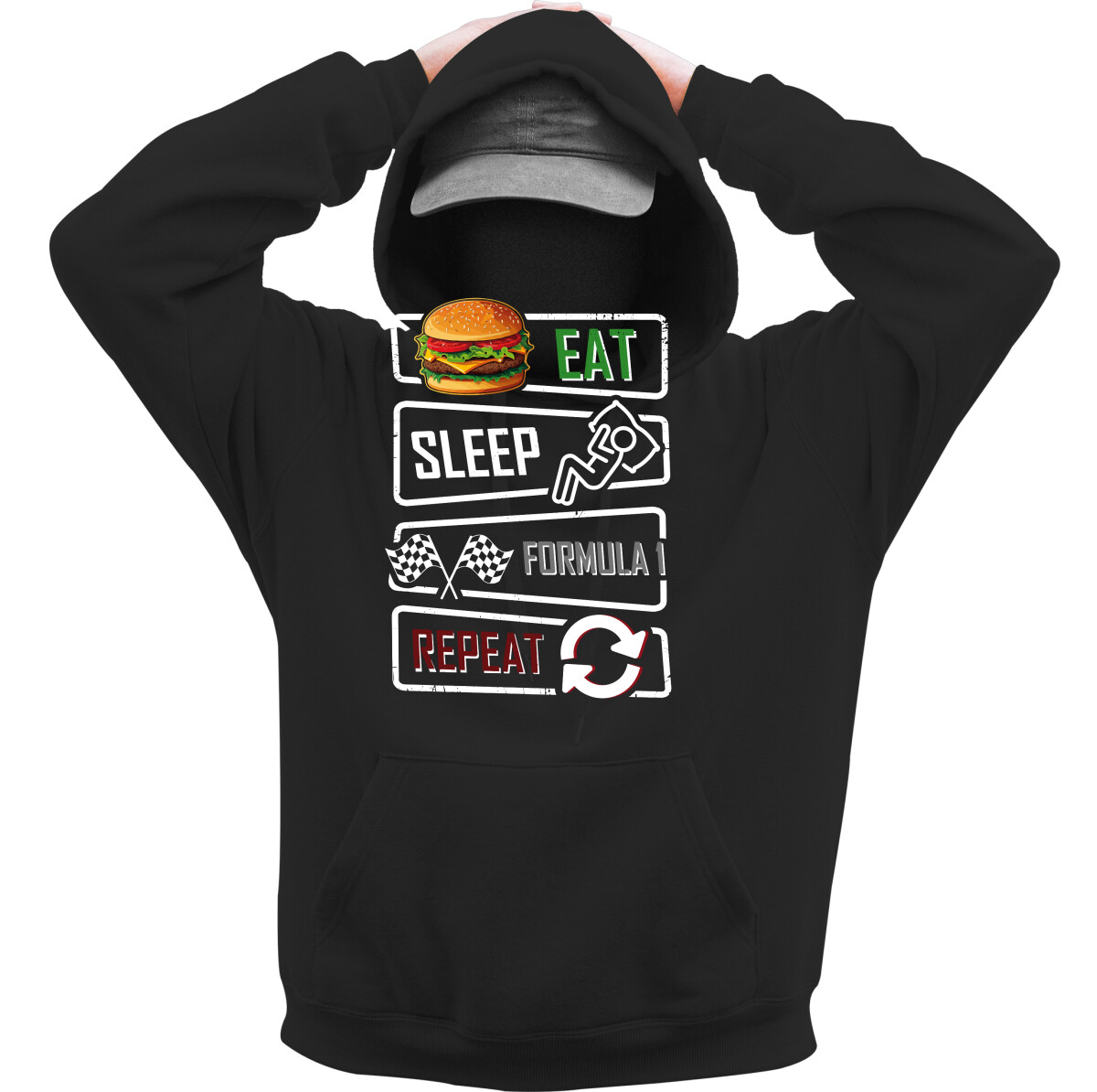 Kapucnis belebújós pulóver