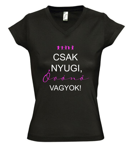 Női V nyakú póló