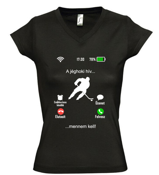 Női V nyakú póló