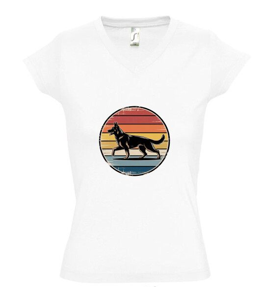 Női V nyakú póló