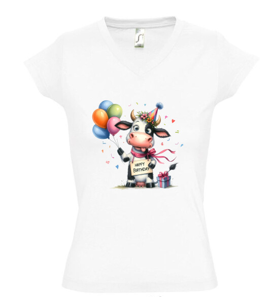 Női V nyakú póló