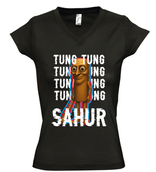 Női V nyakú póló