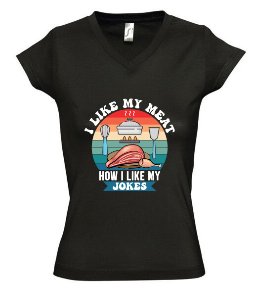 Női V nyakú póló