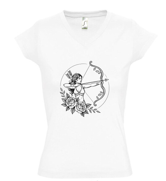 Női V nyakú póló