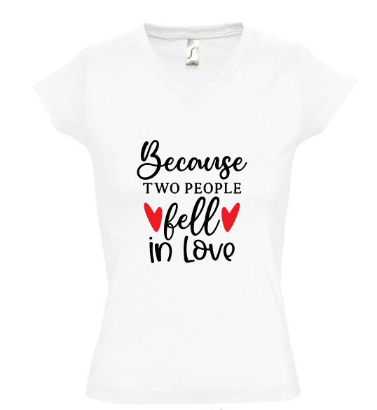 Női V nyakú póló