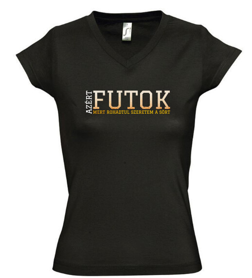 Női V nyakú póló