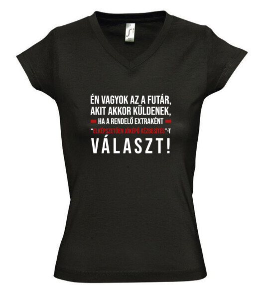 Női V nyakú póló