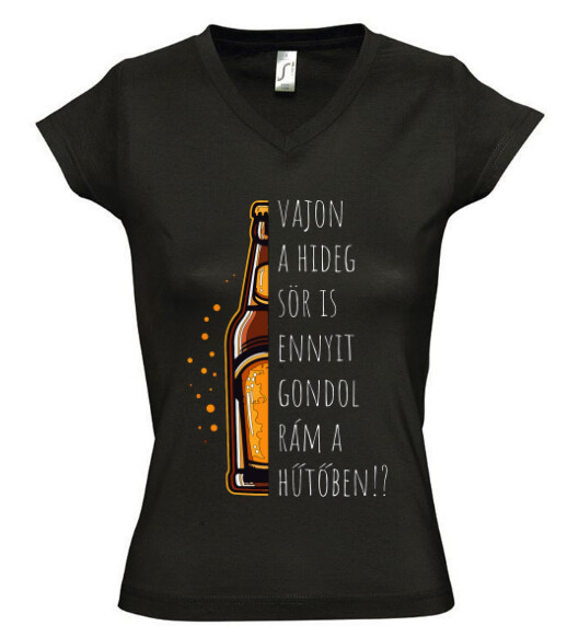 Női V nyakú póló