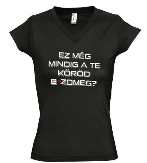 Női V nyakú póló