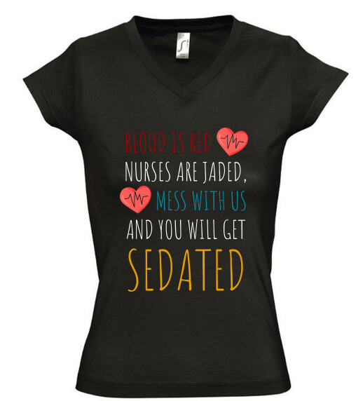 Női V nyakú póló