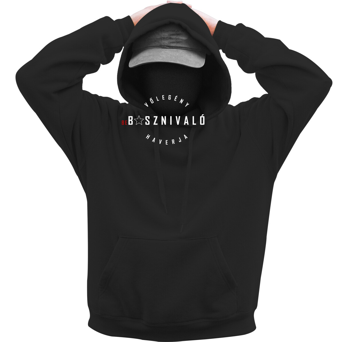 Kapucnis belebújós pulóver