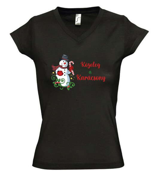 Női V nyakú póló