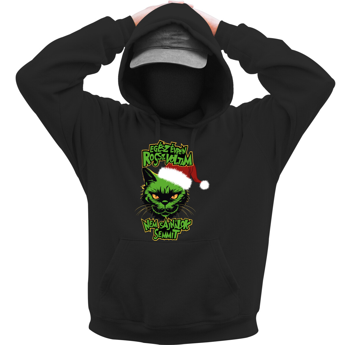 Kapucnis belebújós pulóver