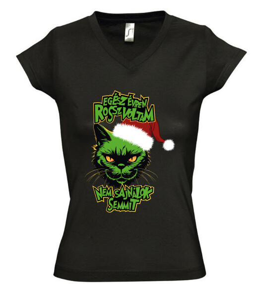 Női V nyakú póló