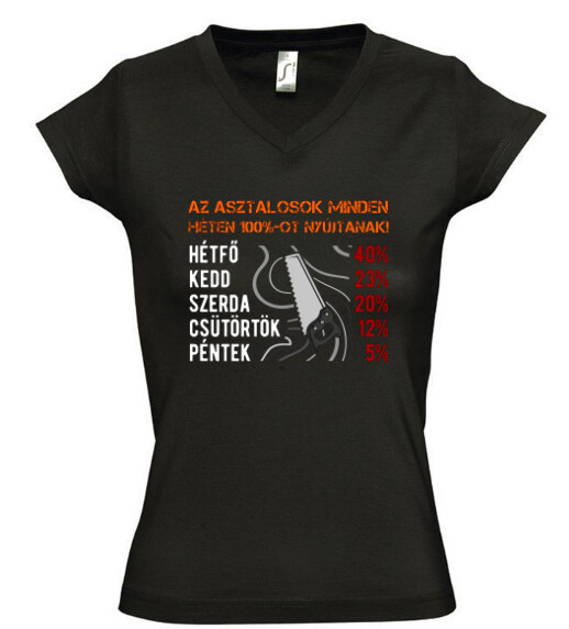 Női V nyakú póló