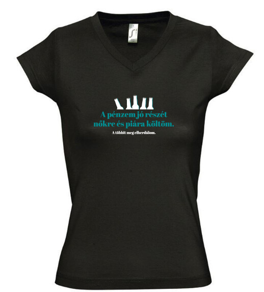 Női V nyakú póló