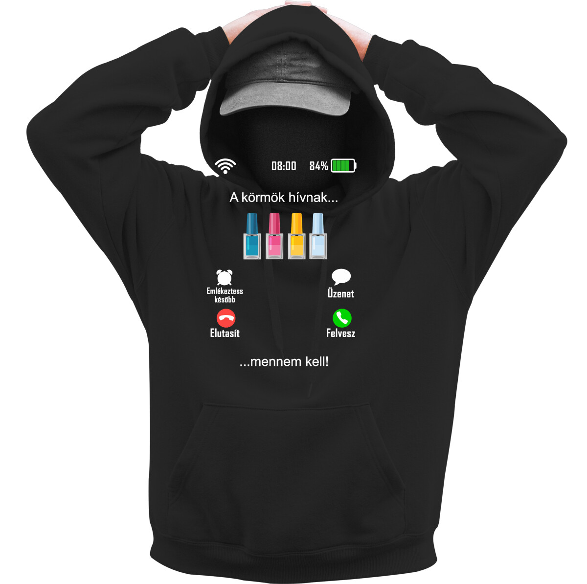 Kapucnis belebújós pulóver