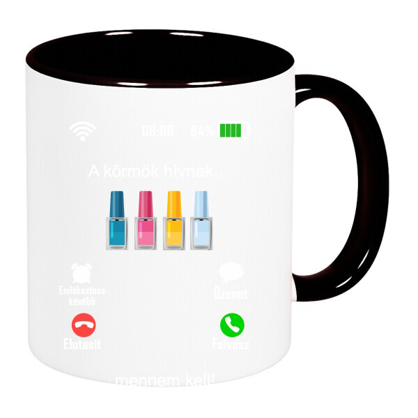 Színes fülű és belsejű bögre