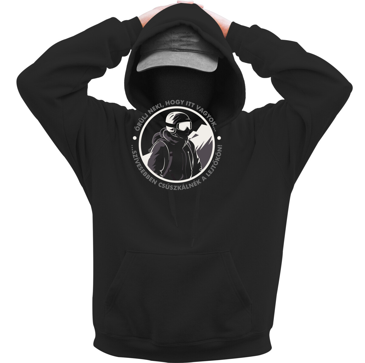 Kapucnis belebújós pulóver