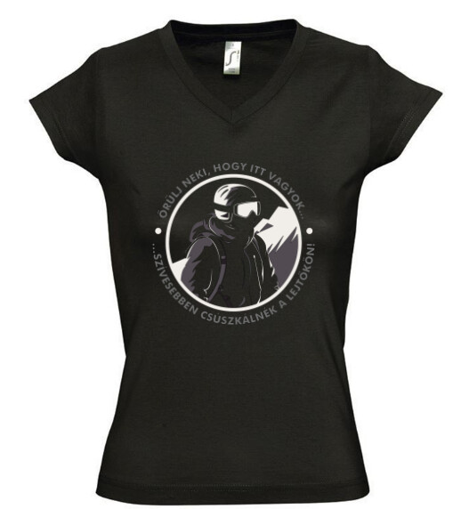 Női V nyakú póló