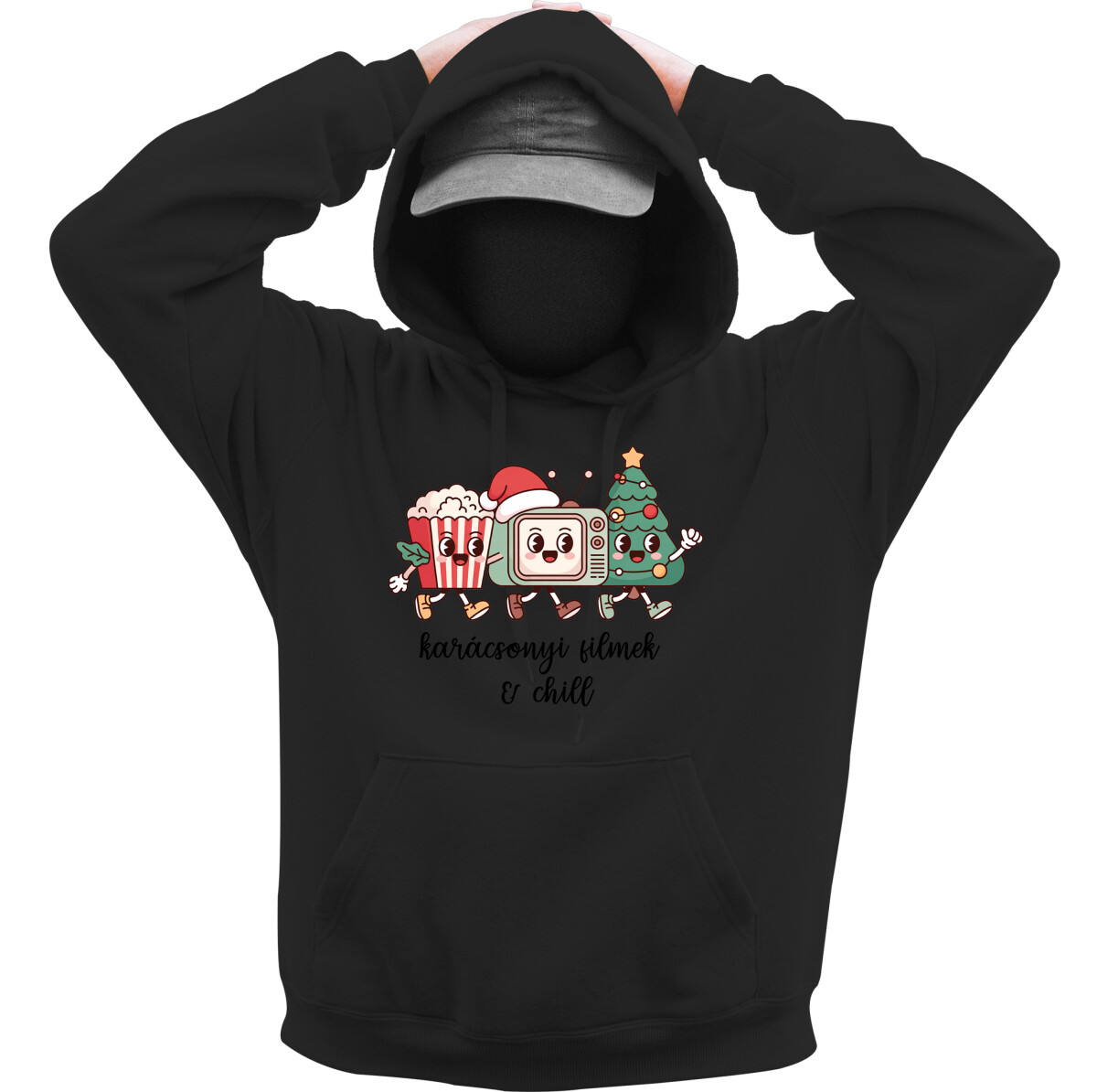 Kapucnis belebújós pulóver