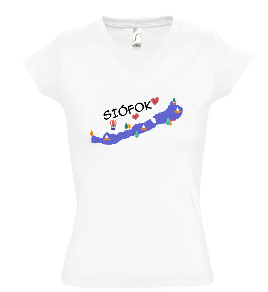 Női V nyakú póló