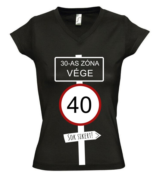 Női V nyakú póló